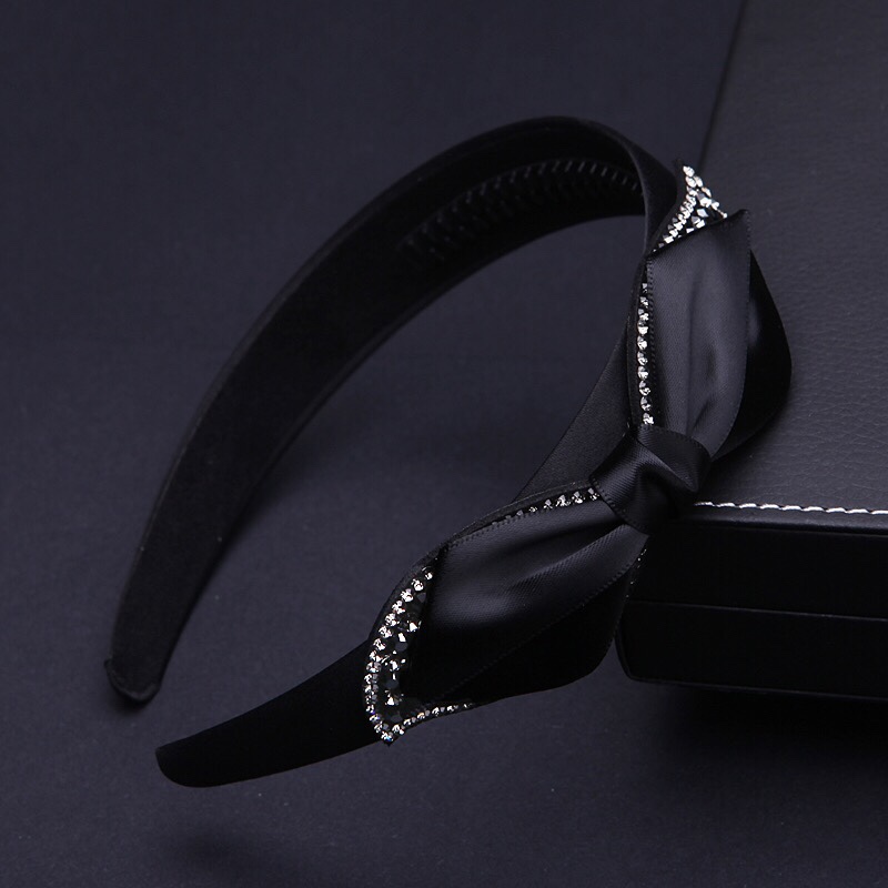 South Korea Bow With Teeth Pressure Hair Adult Headband Wide Border Slippery Korean Version Rhine-Diamond Hairpin Elegant Headband Hair Accessories Female details Picture