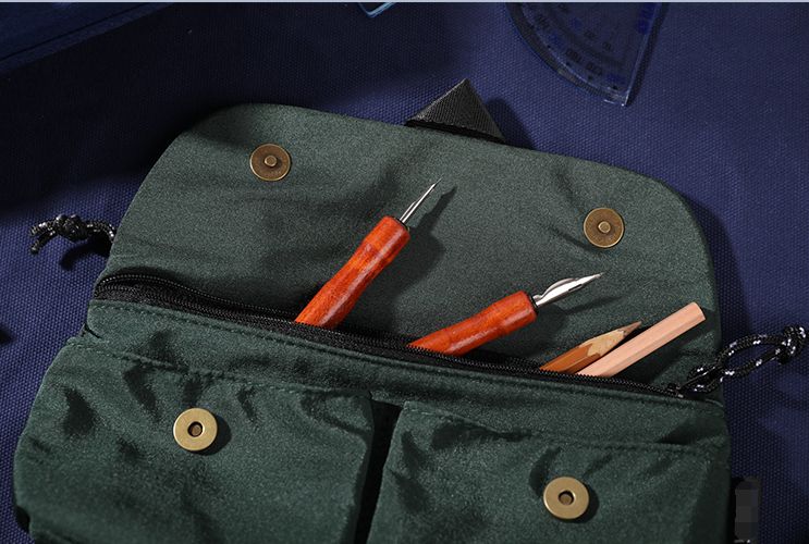 小众笔袋大容量笔袋帆布收纳袋女复古风文艺文具盒简约创意多功能产品图