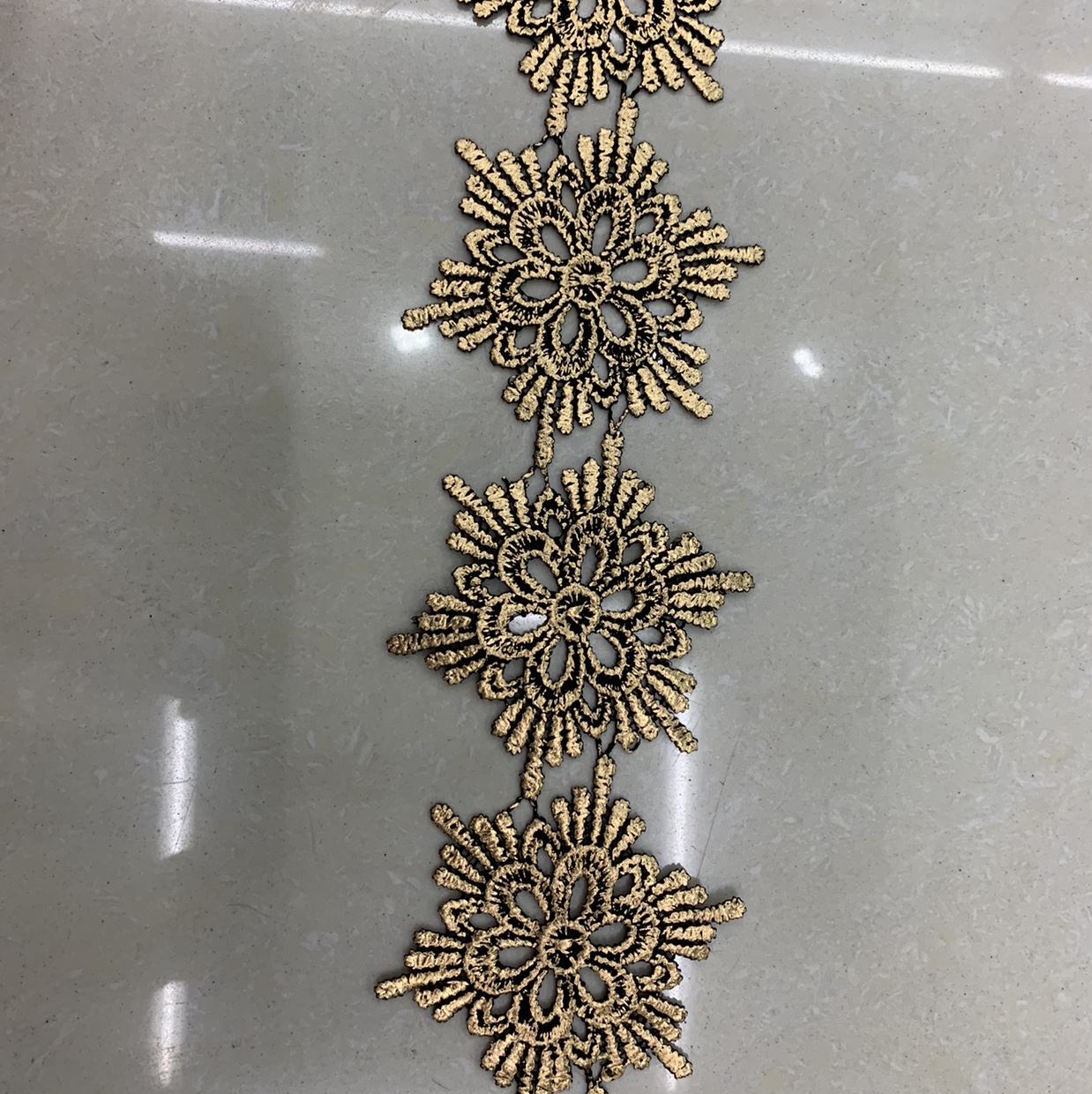 Polyester water-soluble gold-embossed strip, JR202#