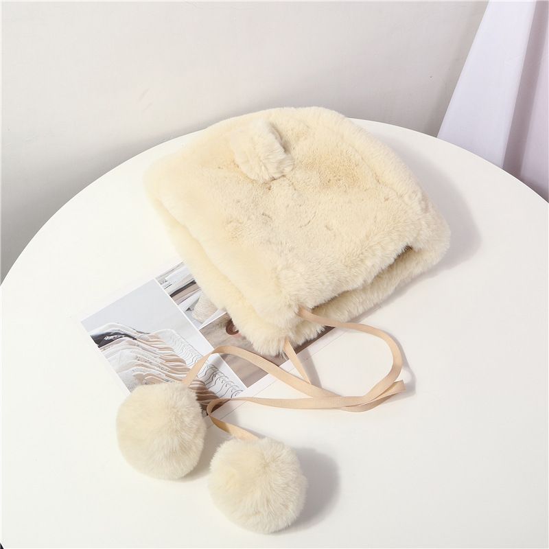 Soft Sister Cute Sell Cute Bear Ears Hairball Lei Feng Hat Korean Version Of Ins Warm Plush Ear Protection Flying Cap undefined