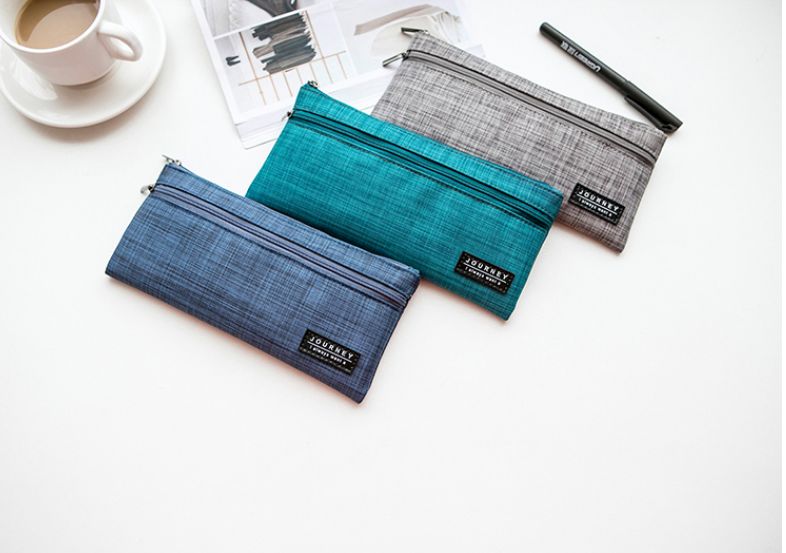 帆布简约韩国风笔袋男女中学生大容量大学生笔袋