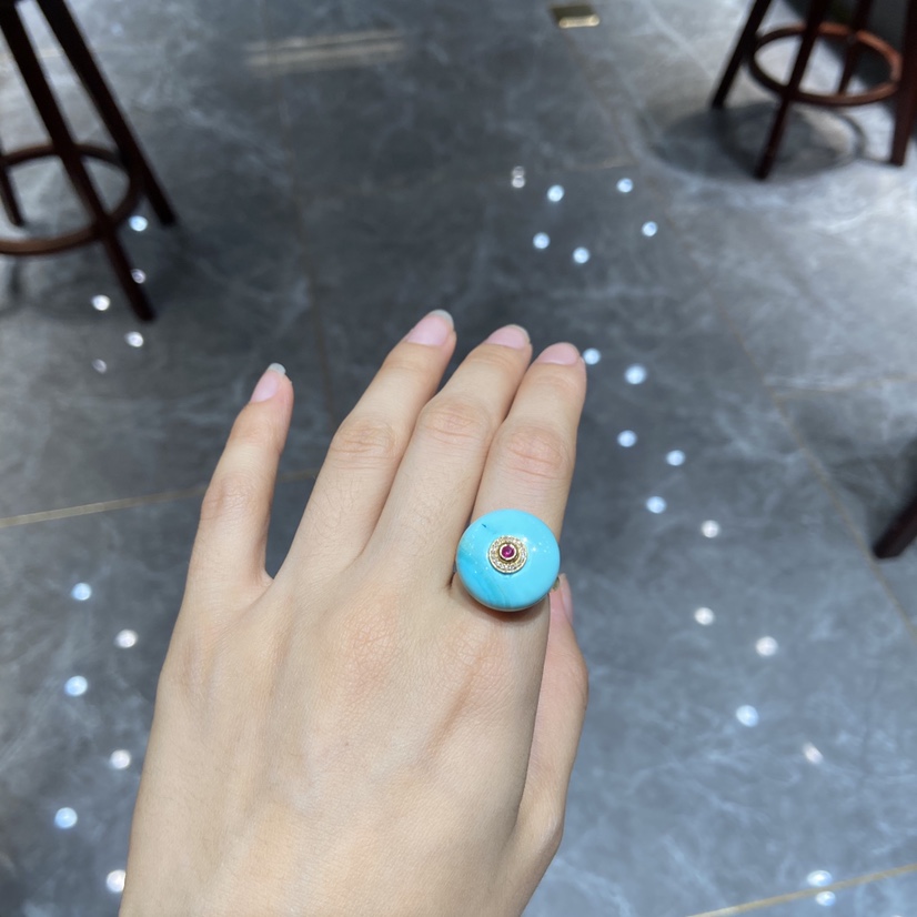 Raw turquoise ring clasp thumbnail