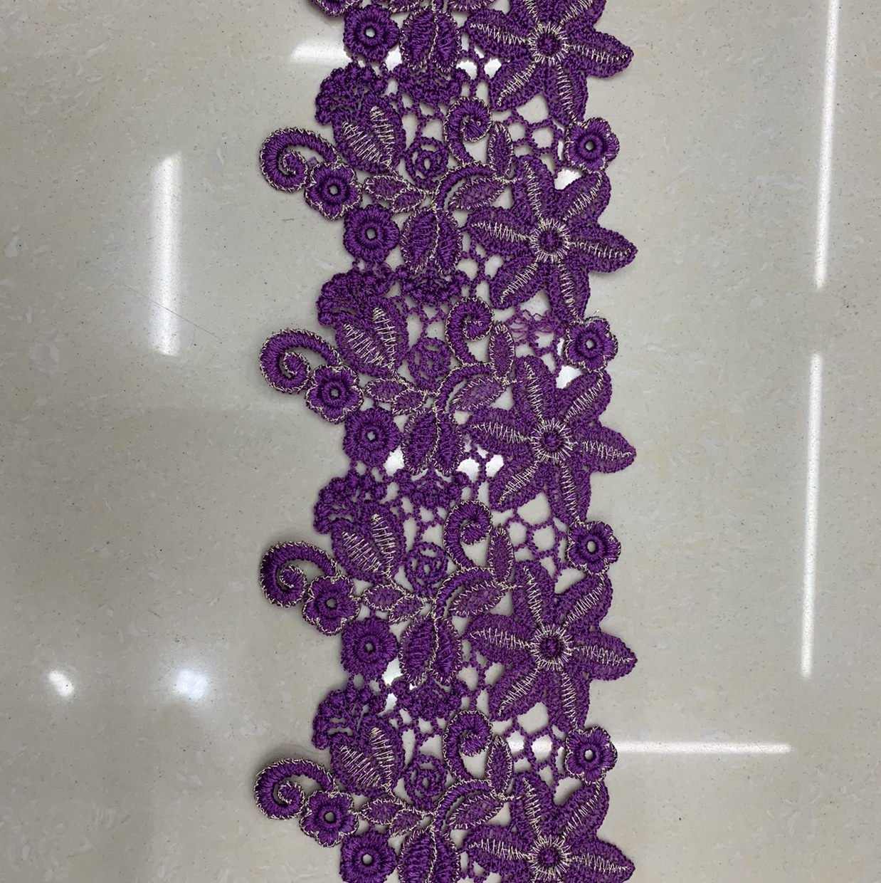 Polyester-polyester two-color water-soluble lace, purple and gold JR217#