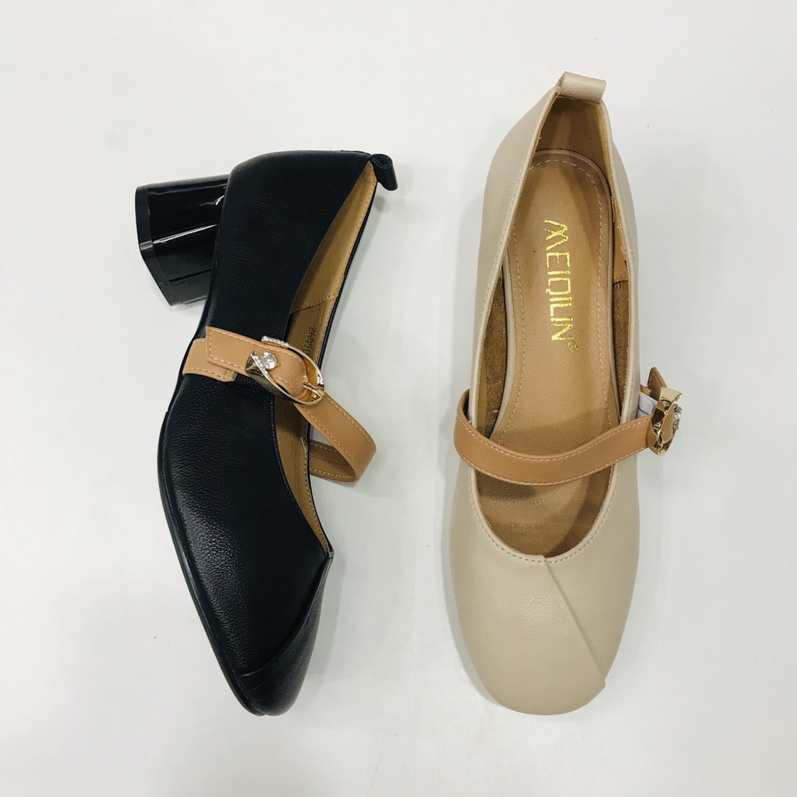 胜利鞋业女式通勤职业粗跟矮跟单鞋细节图