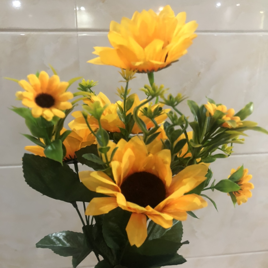 9号向日葵平头小雏菊 真花绢花室内假花干花玫瑰花花束餐桌花摆设客厅装饰花摆件