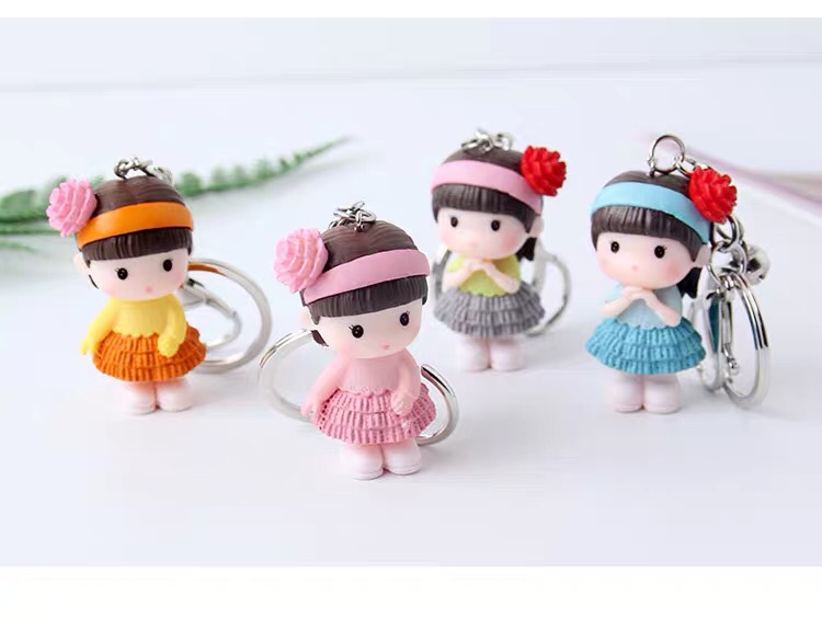 Three-dimensional cute cartoon collar girl key chain cute color skirt girls key chain ring mobile phone bag pendant thumbnail