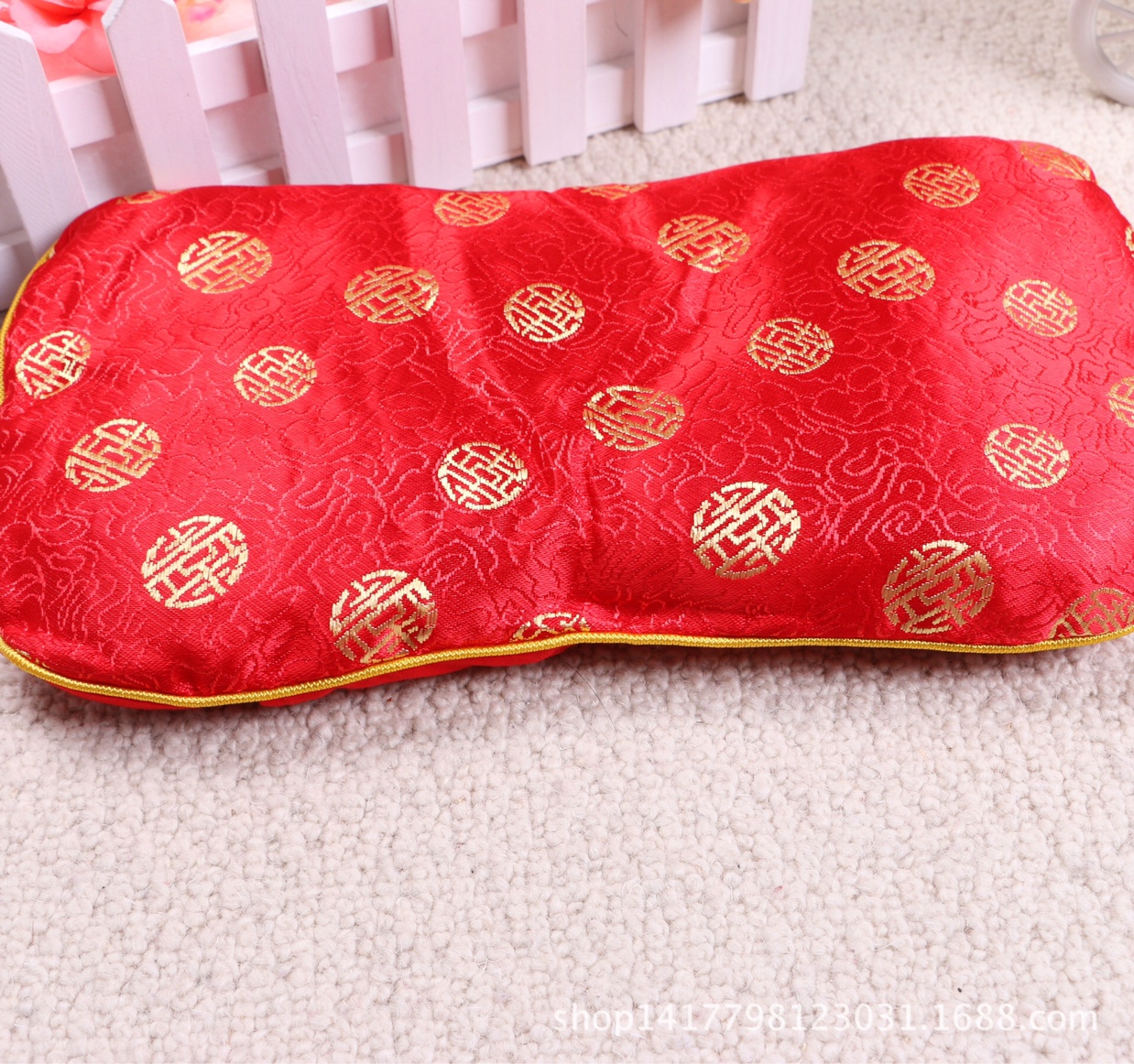 Silkworm yarn pillow thumbnail