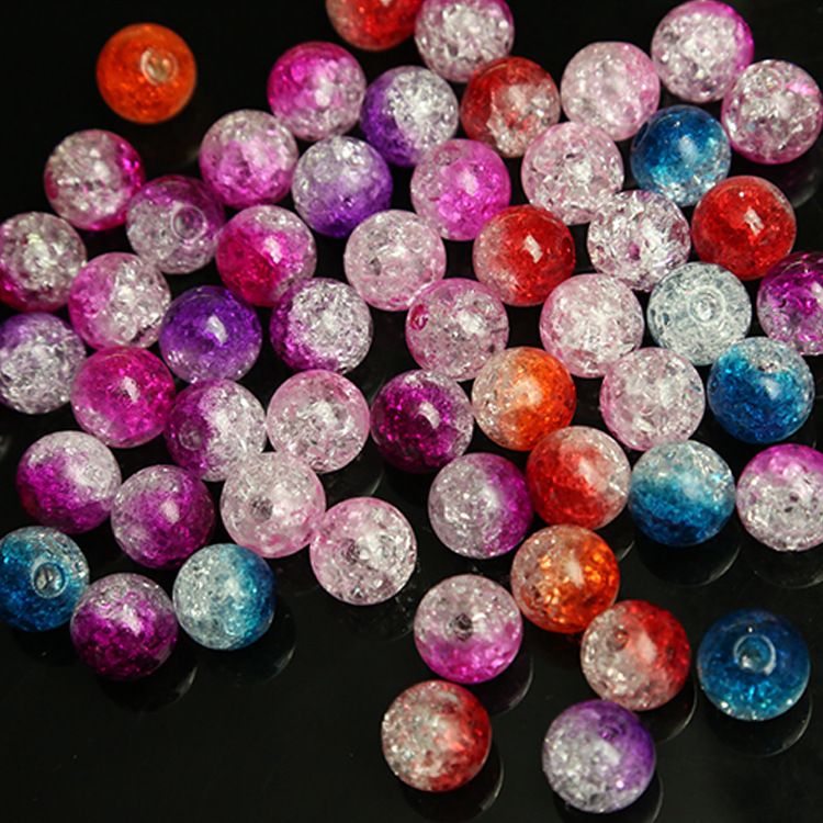 Two-color crackled beads firecracker beads half hole acrylic loose beads Christmas lighting accessories manufacturers direct