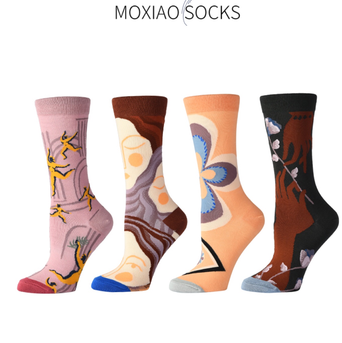 MOXIAO's new French artistic Morandi color series artistic women's mid-calf socks
