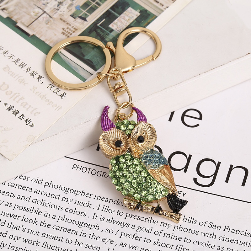 Korean version thin-coated zinc alloy owl keychain