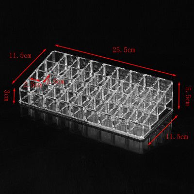 Thickened 36-compartment acrylic cosmetics display stand, storage box, mascara, lip gloss, nail polish stand, lipstick stand Specification image