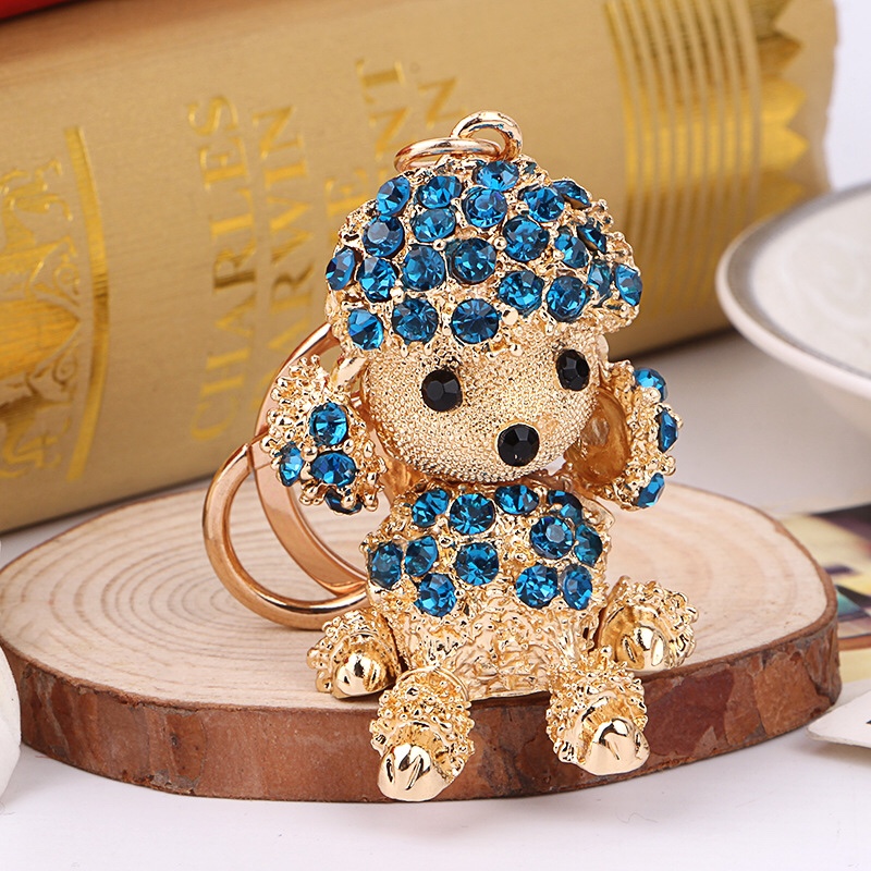 Zinc alloy diamond-encrusted poodle pendant details Picture