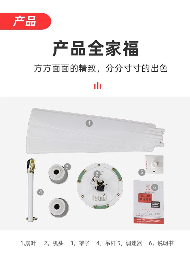 家用工业用吊扇三叶五叶铁叶大风力大功率省电品牌详情图4