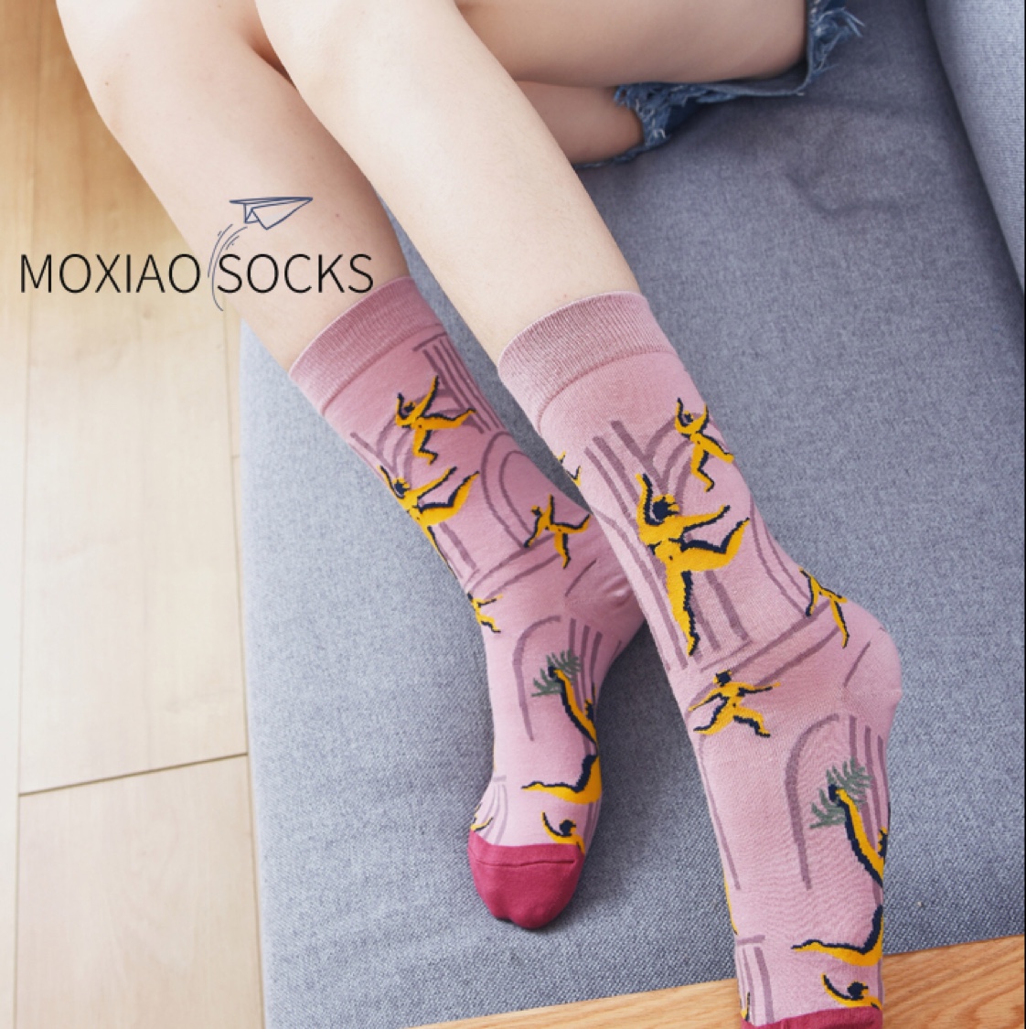 MOXIAO's new French artistic Morandi color series artistic women's mid-calf socks Specification image