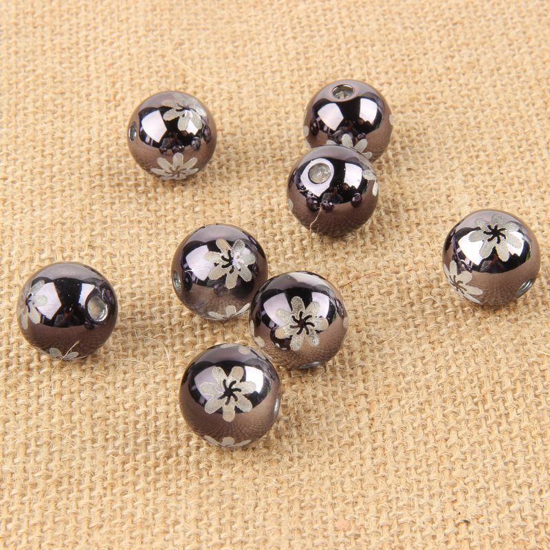 24MM彩色uv 雕刻圆珠印花效果圣诞灯饰婚庆饰品配件散珠批发详情图4