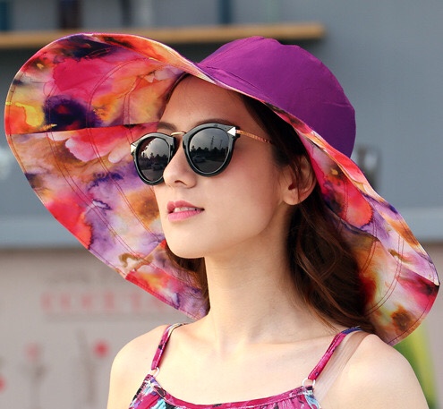 New hat women's summer sun hat foldable outdoor beach beach hat travel sun hat large rim hat