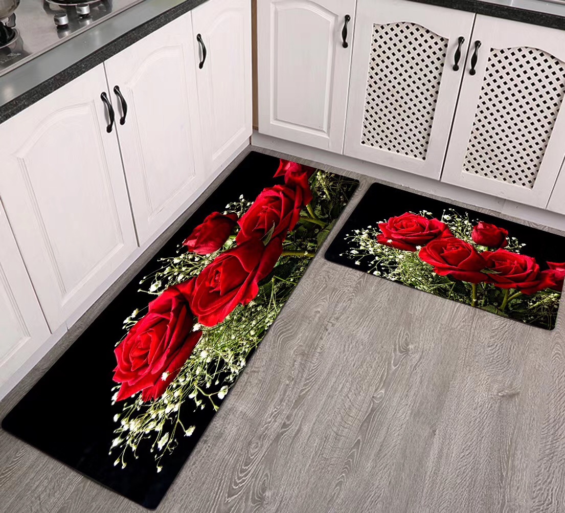高清3D印花厨房垫新中式风格家居防滑吸水地垫详情图2