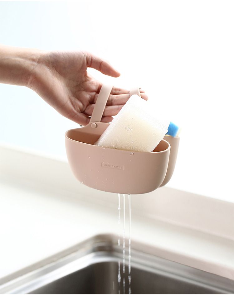 厨房用品洗碗池水槽水池水龙头塑料海绵沥水篮置物架收纳挂袋详情图7