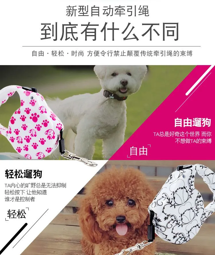 Factory wholesale of pet leashes, retractable, colorful, portable dog leashes and automatic leashes detail image 2