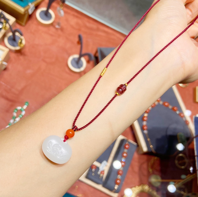 Hetian jade lotus small pendant thumbnail