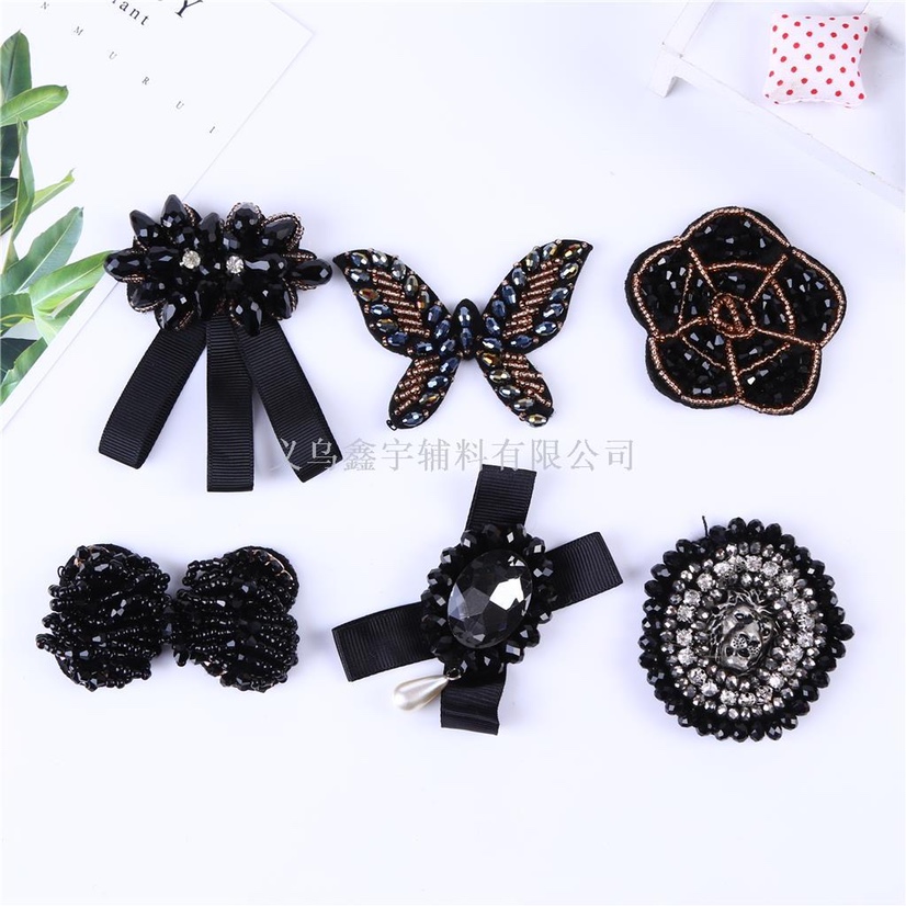 Spot Wholesale Hand Nail Bead Crystal Bow Cloth Bag Shoes And Hat Ornaments To Figure Custom