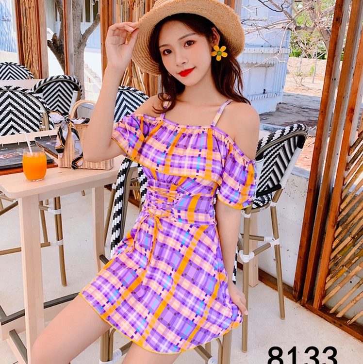Swimsuit 8133ins One-piece 2021 new hot spring beach fashion swimsuit looks slim and conservative thumbnail