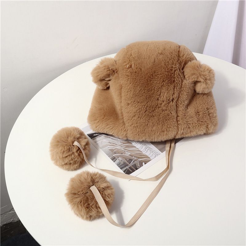 Soft Sister Cute Sell Cute Bear Ears Hairball Lei Feng Hat Korean Version Of Ins Warm Plush Ear Protection Flying Cap Item Picture