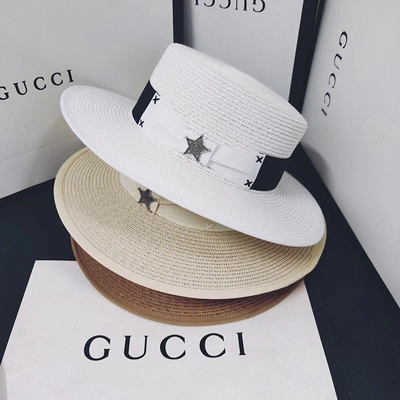 Papyrus Flat Straw Hat Five-Pointed Webbing Beach Sunshade Hat