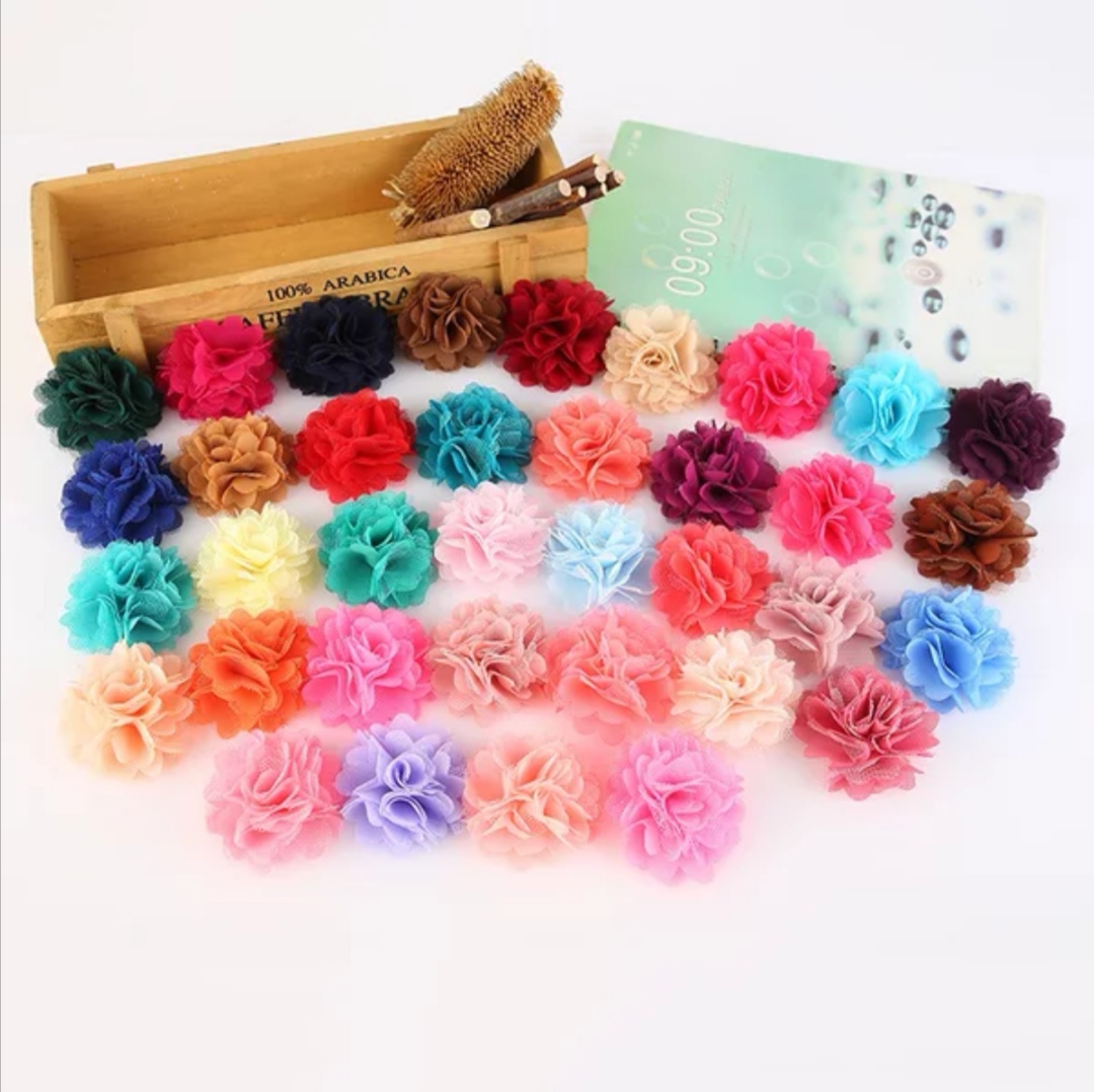 Korean silk flower apparel accessories 5cm imitation yarn chiffon flower accessories DIY manual flower materials manufacturers direct thumbnail
