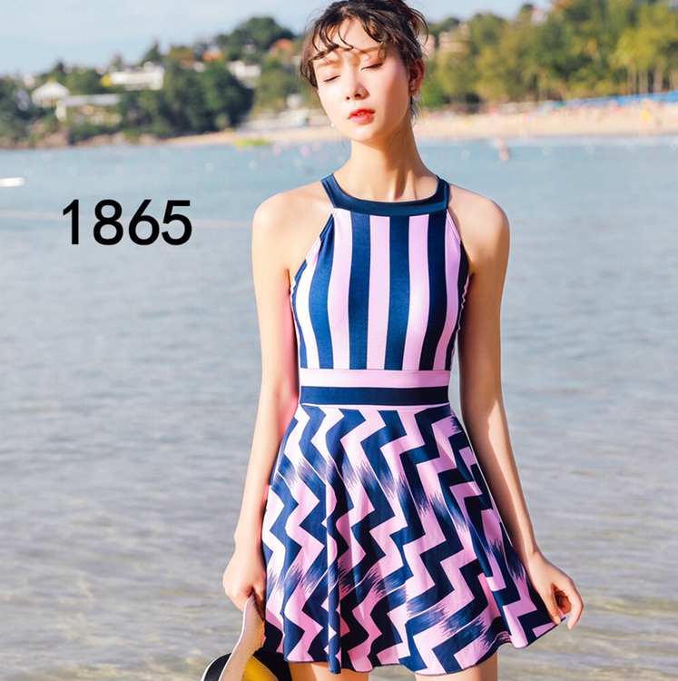 Bolis Swimsuit women 1865 simple one-piece swimsuit striped beauty back