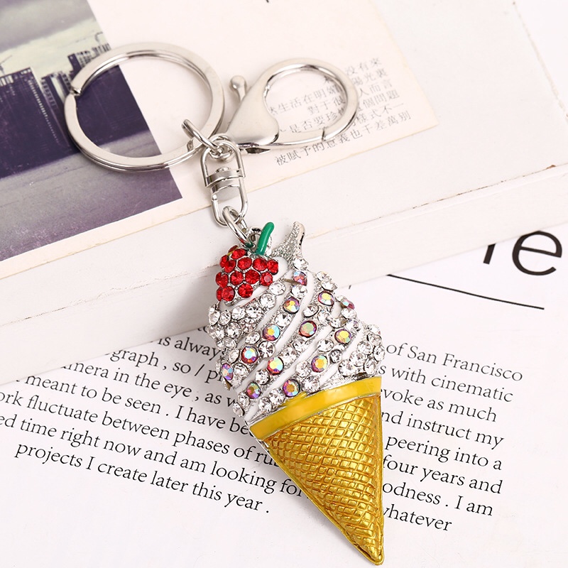Korean version zinc alloy ice cream keychain