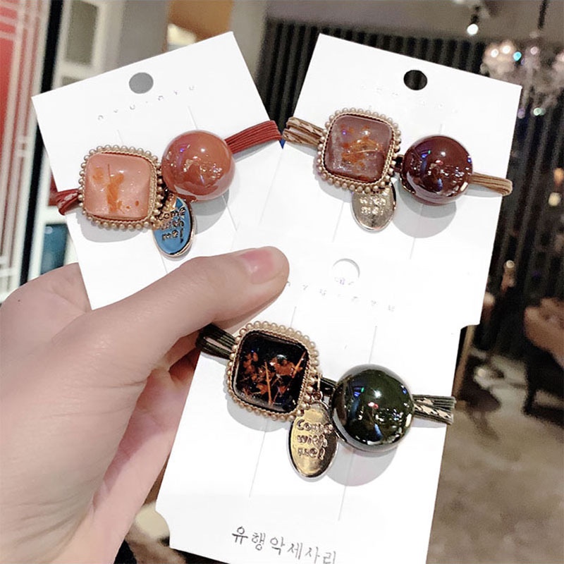 韩国新款简约精致耐用合金发圈头绳网红ins风气质皮筋发绳头饰