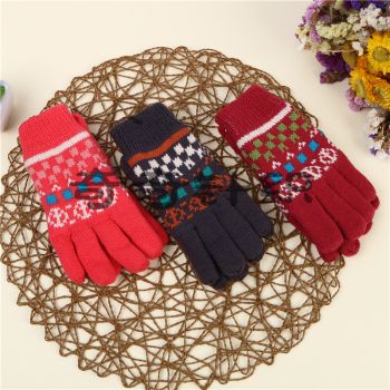 Gloves Female Cute Warm Korean Male Knitting Thickened With Cashmere Student Wool Five Fingers Fashion Korean Autumn And Winter full figure