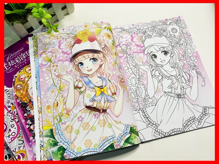炫彩公主涂色画绘画册儿童画画书全10册幼儿园填色涂鸦魔法美少女详情图14