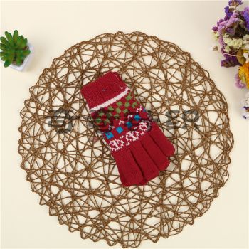 Gloves Female Cute Warm Korean Male Knitting Thickened With Cashmere Student Wool Five Fingers Fashion Korean Autumn And Winter details Picture