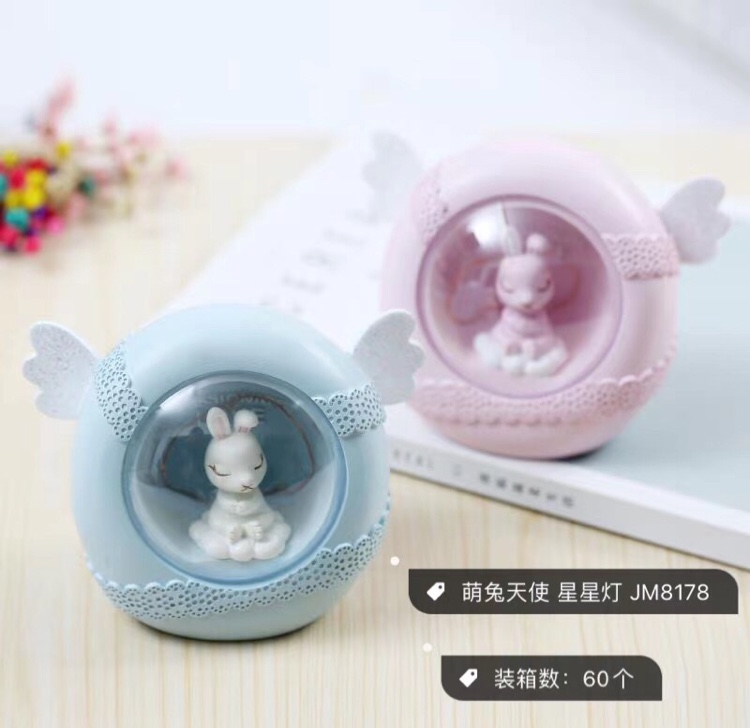 Cute bunny angel star lamp