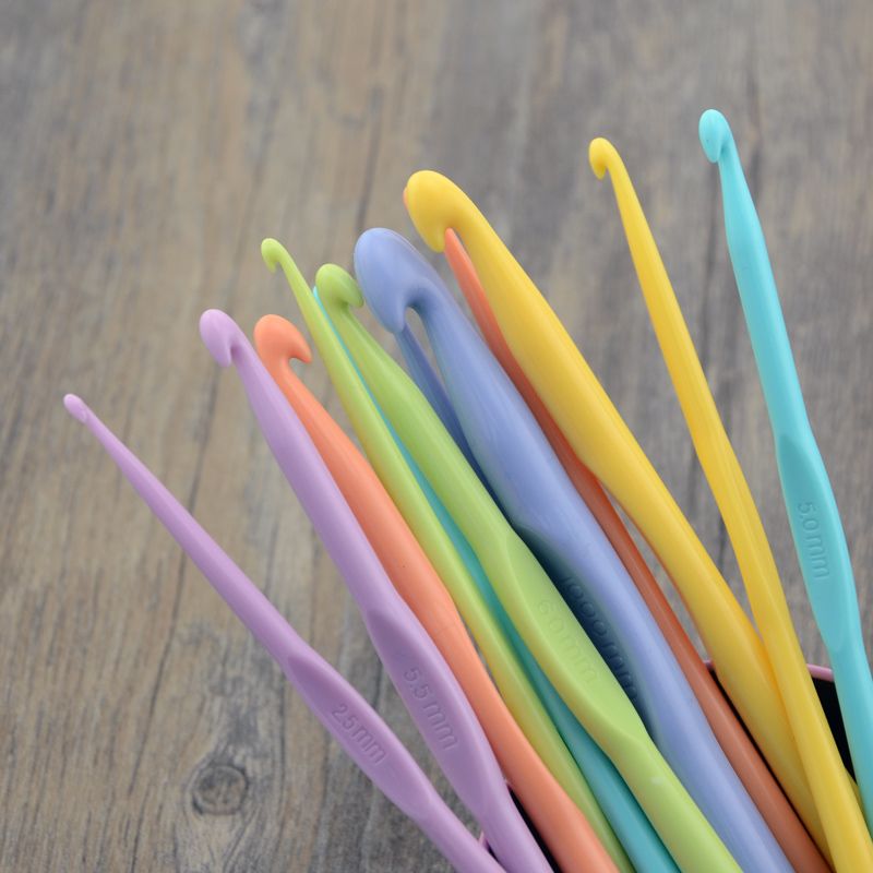 糖果色高档ABS塑料彩色钩针编织工具塑胶蕾丝花边针