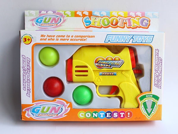 Table tennis gun pneumatic gun firing ball bullets soft gun paper flaps foam boy hit my duck toy 129-21