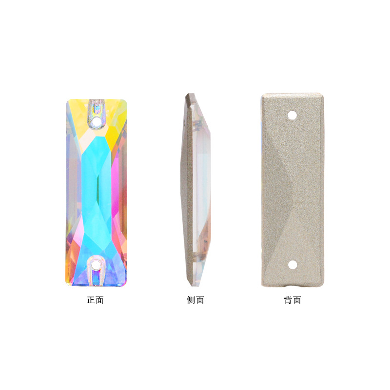 格瑞斯特厂家批发双孔长条平底手缝钻高档AB彩不刮花不掉底