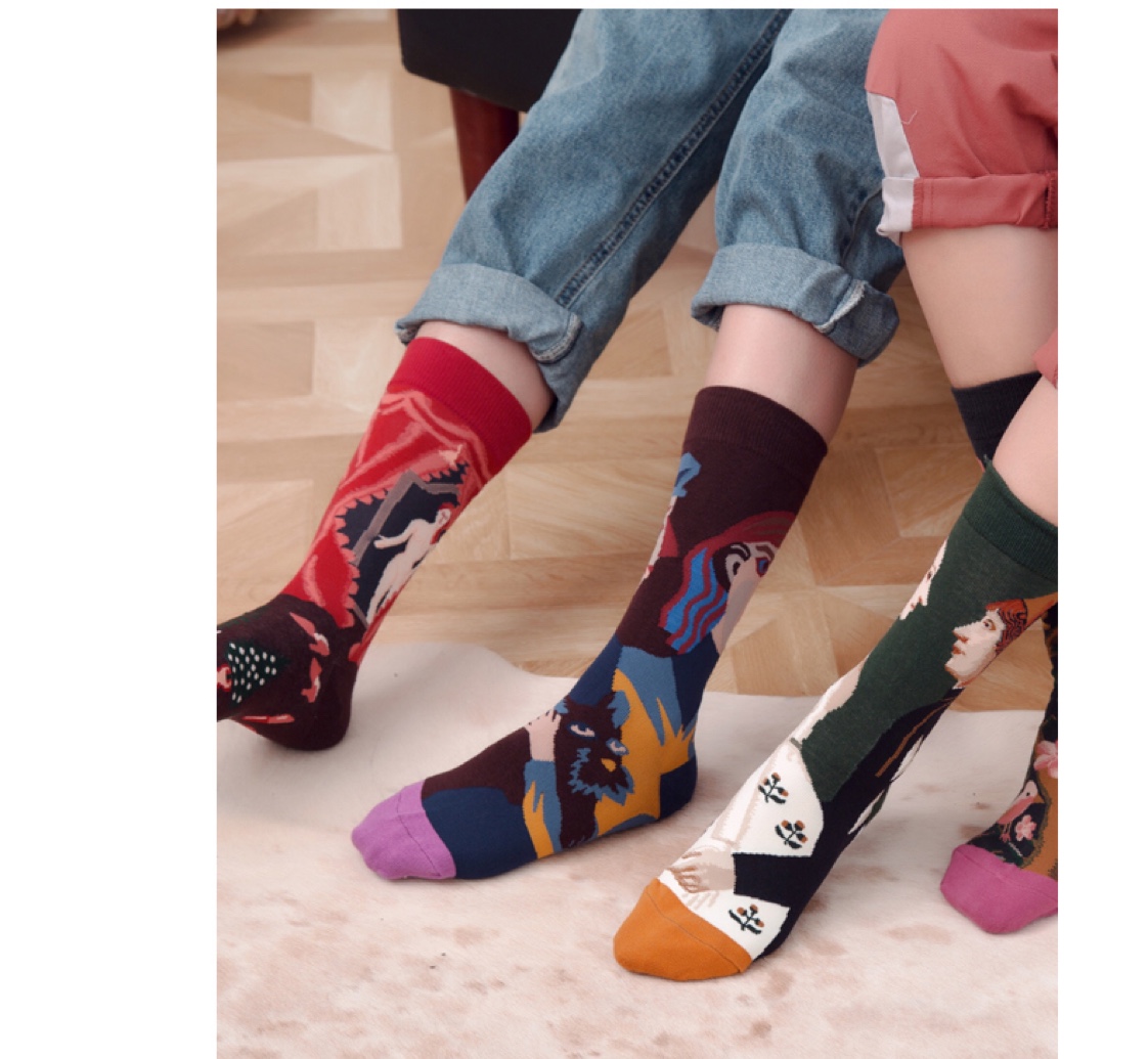MOXIAO's new French artistic series AB women's mid-calf socks Specification image