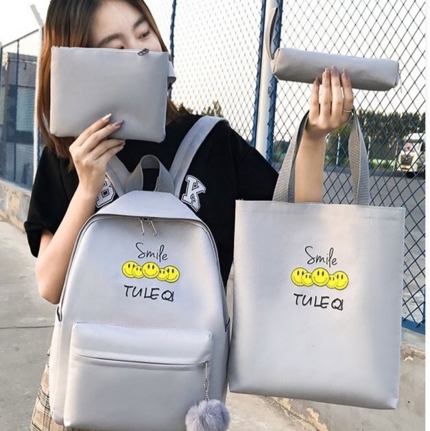 Korean version of the casual student four-piece backpack emoji design Specification image