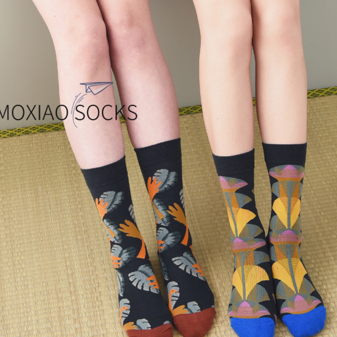 MOXIAO's new French art series Morandi color artistic women's mid-calf socks