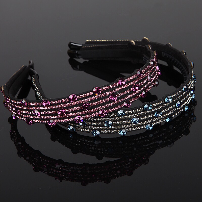 Headband Wide Side With Teeth Hair Accessories Korean Headband Rhinestone Hair Clip Korean Version With Diamond Personality Female Hair Accessories Grottoes Application Scenario