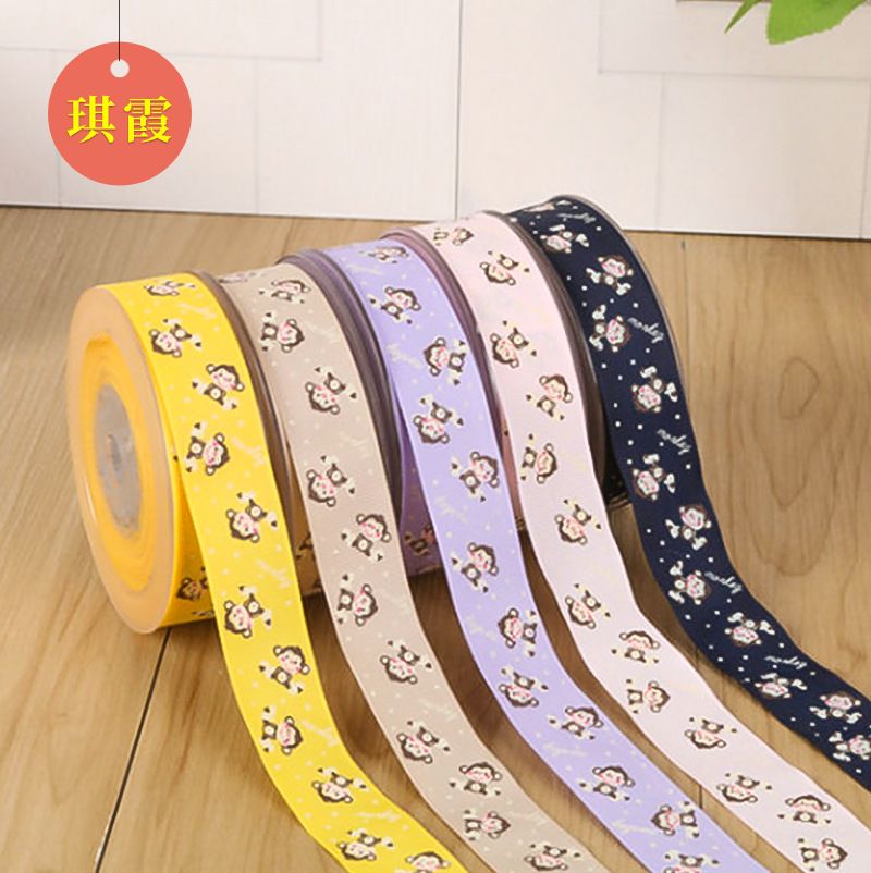 Cute cartoon little monkey printing thread lace ribbon accessories national style embroidery clothing ribbon customization thumbnail