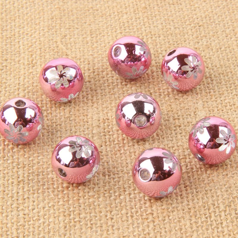 24MM彩色uv 雕刻圆珠印花效果圣诞灯饰婚庆饰品配件散珠批发详情图7