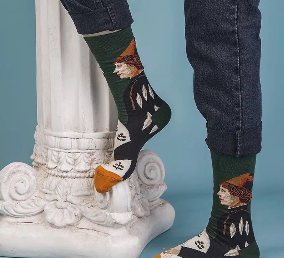 MOXIAO's new French artistic series AB women's mid-calf socks