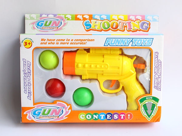Table tennis gun pneumatic gun firing ball bullets soft gun paper flaps foam boy hit my duck toy 129-23