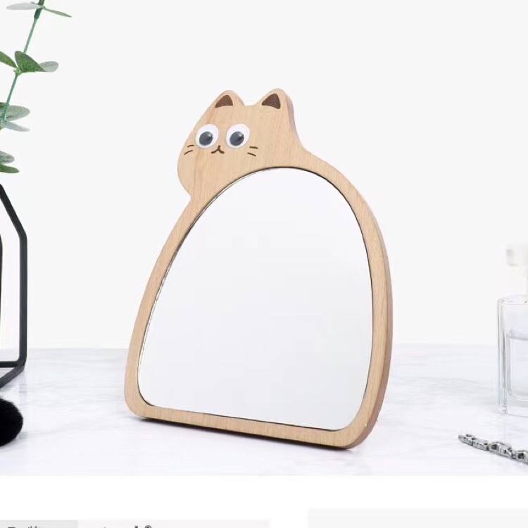 Cat pet wooden mirror