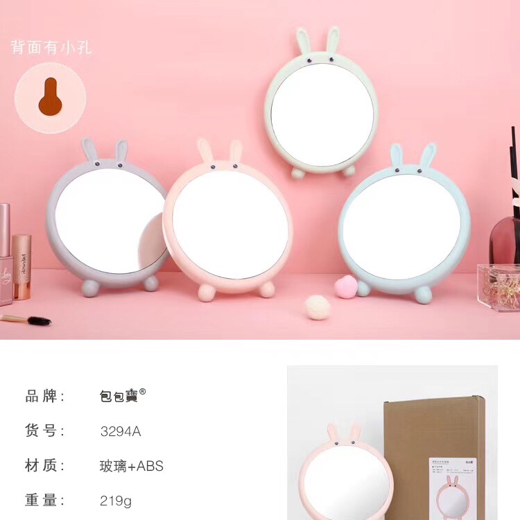 Cute rabbit desktop makeup mirror