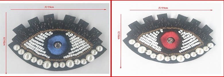 Boutique New Hand-Nailed Bead Eye Cloth Patch Bubble Bead Eye Patch Shoes Bag White Accessory details Picture